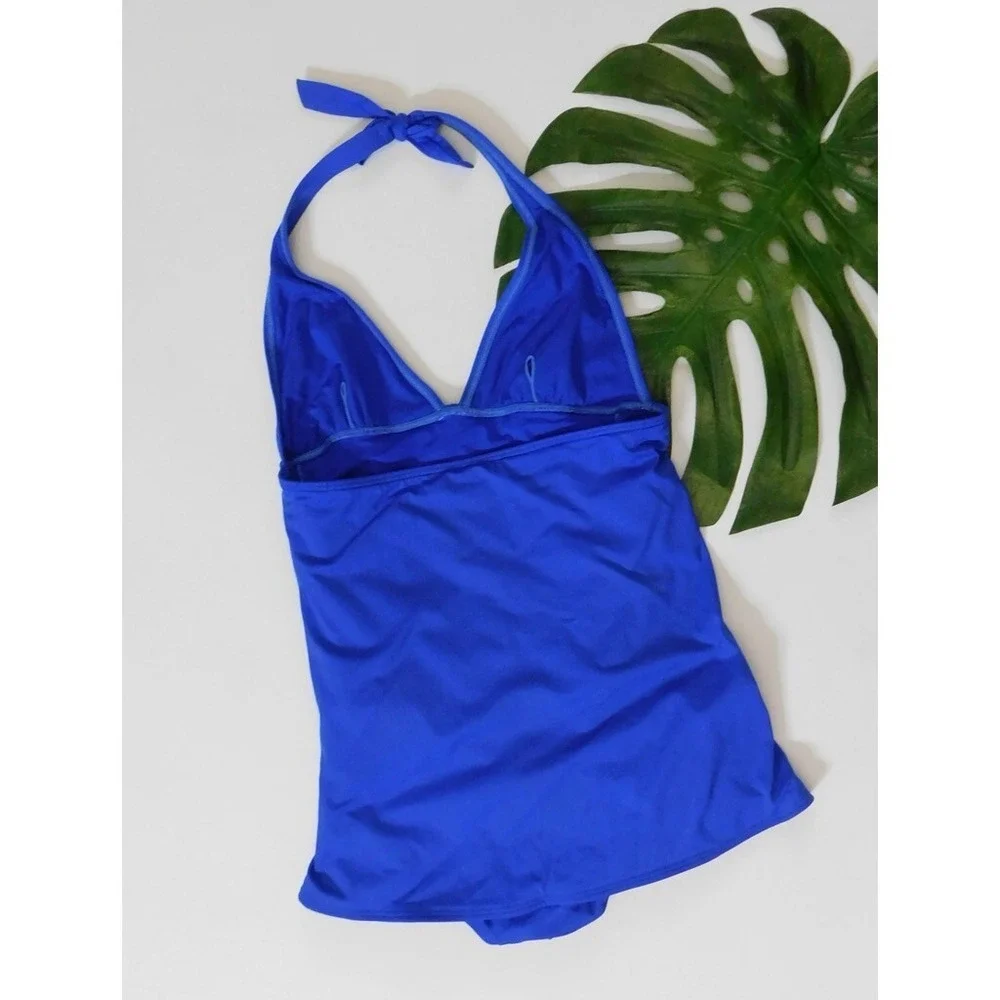 JUICY COUTURE Blue‎ Miss Divine Hearts Pinup One Piece Halter Swimsuit Large